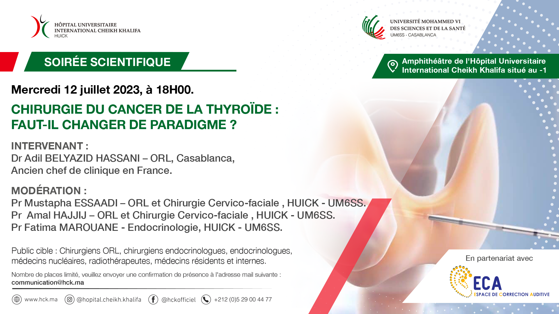 SOIRÉE SCIENTIFIQUE - CHIRURGIE DU CANCER DE LA THYROÏDE : FAUT-IL CHANGER DE PARADIGME ?