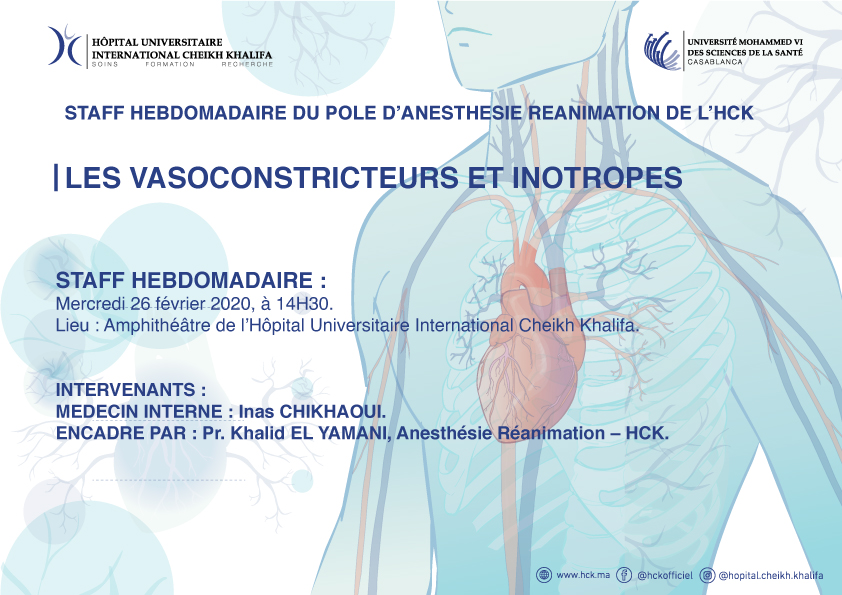 STAFF HEBDOMADAIRE DU POLE D’ANESTHESIE REANIMATION : LES VASOCONSTRICTEURS ET INOTROPES