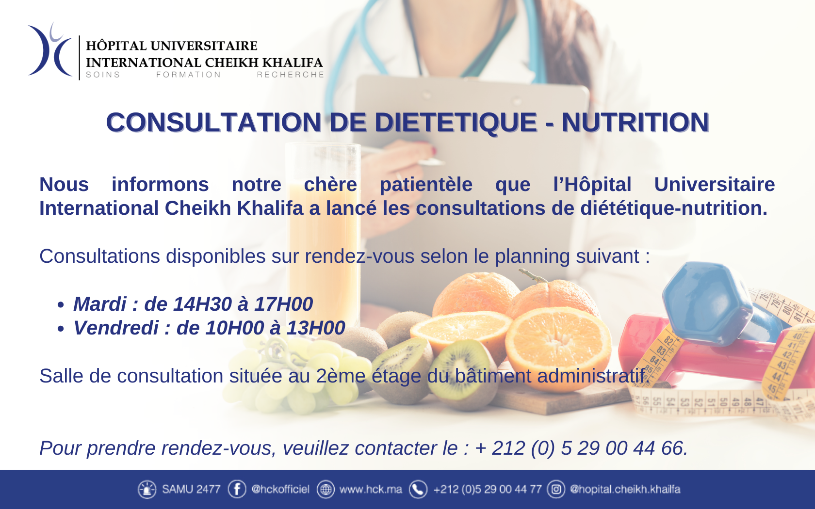 LANCEMENT DES CONSULTATIONS EN DIETETIQUE ET NUTRITION