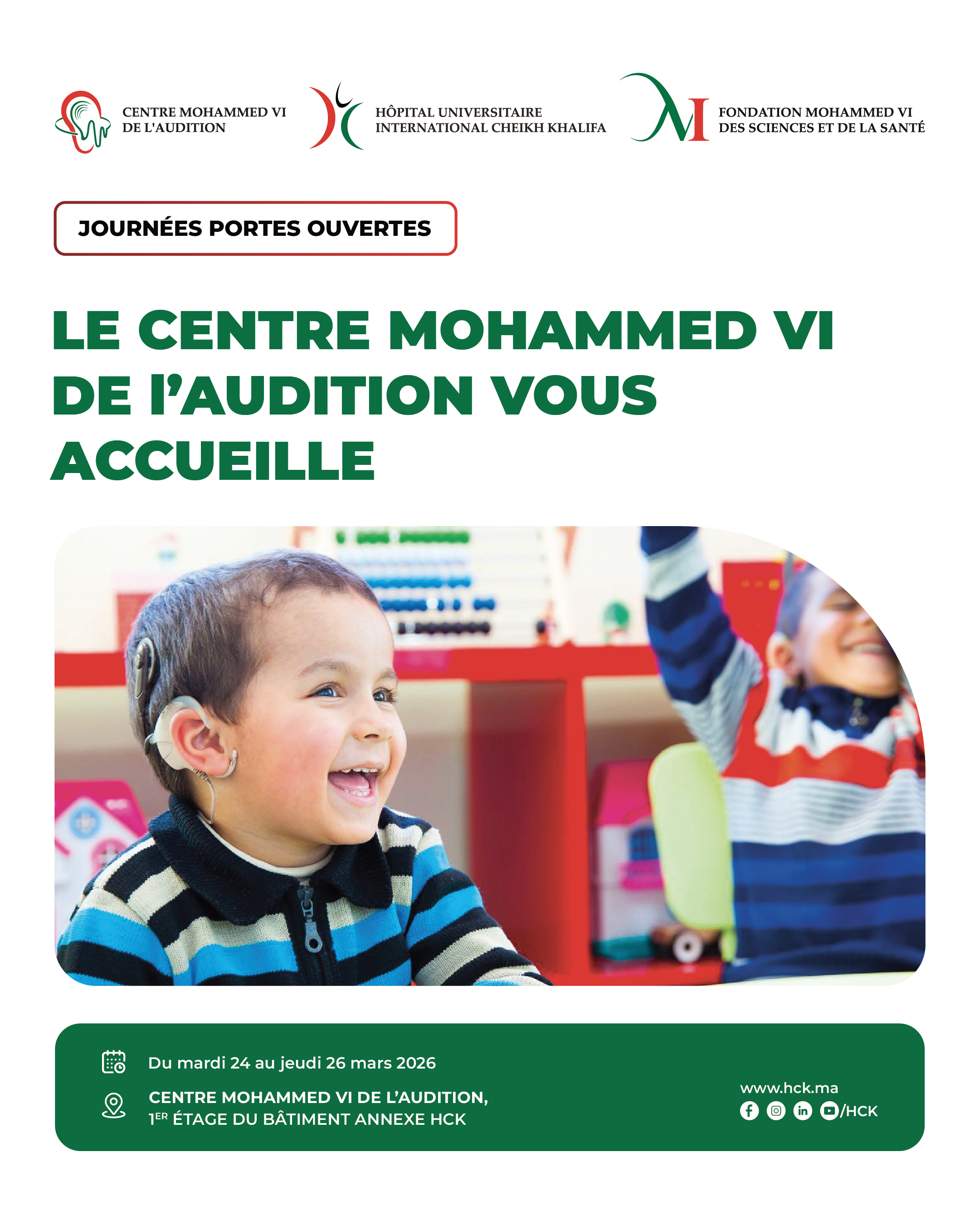 JOURNÉES PORTES OUVERTES : CENTRE MOHAMMED VI DE L'AUDITION