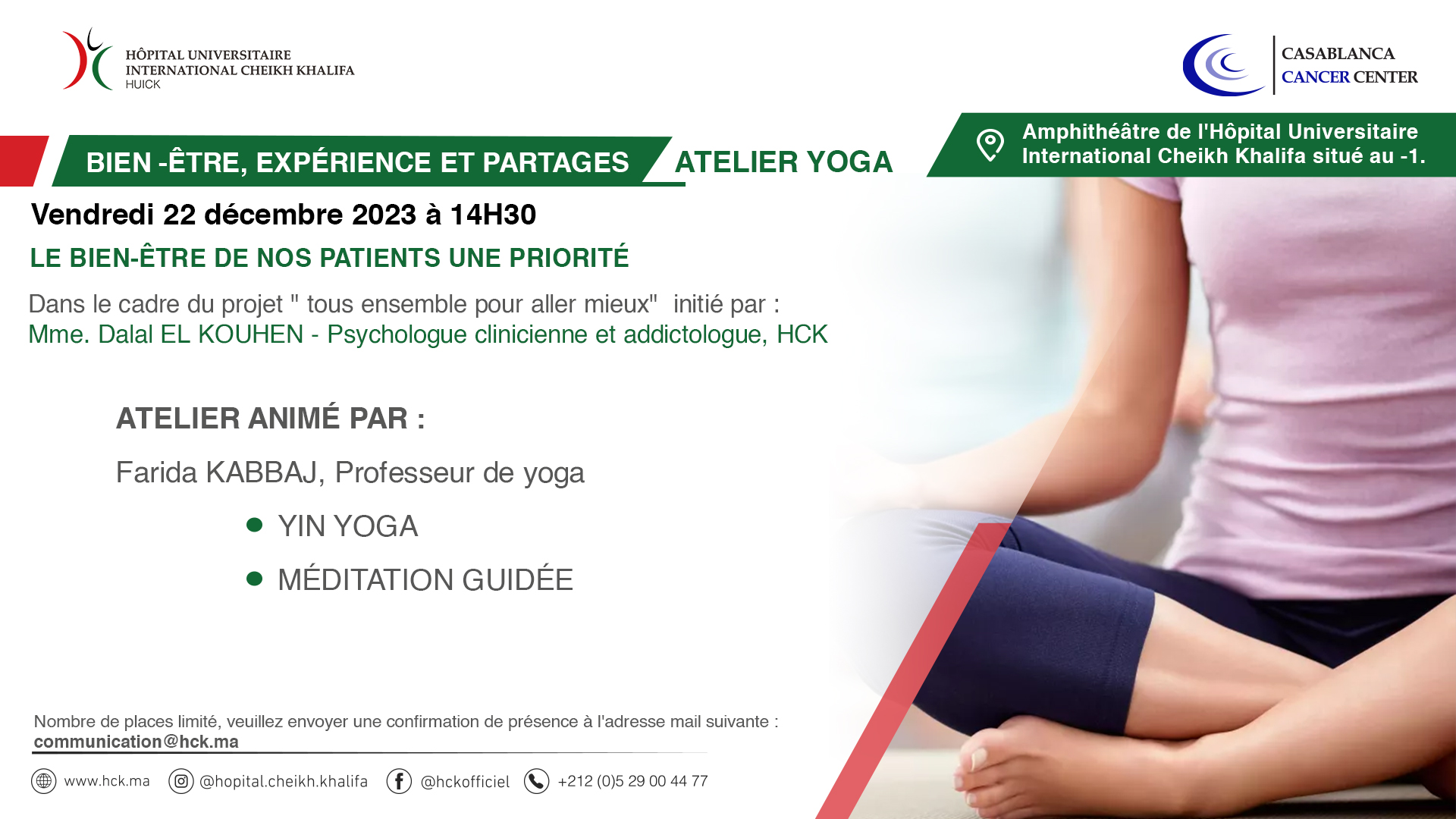 TOUS ENSEMBLE POUR ALLER MIEUX : ATELIER DE YOGA DESTINÉ AUX PATIENTS SOUFFRANT DE CANCER