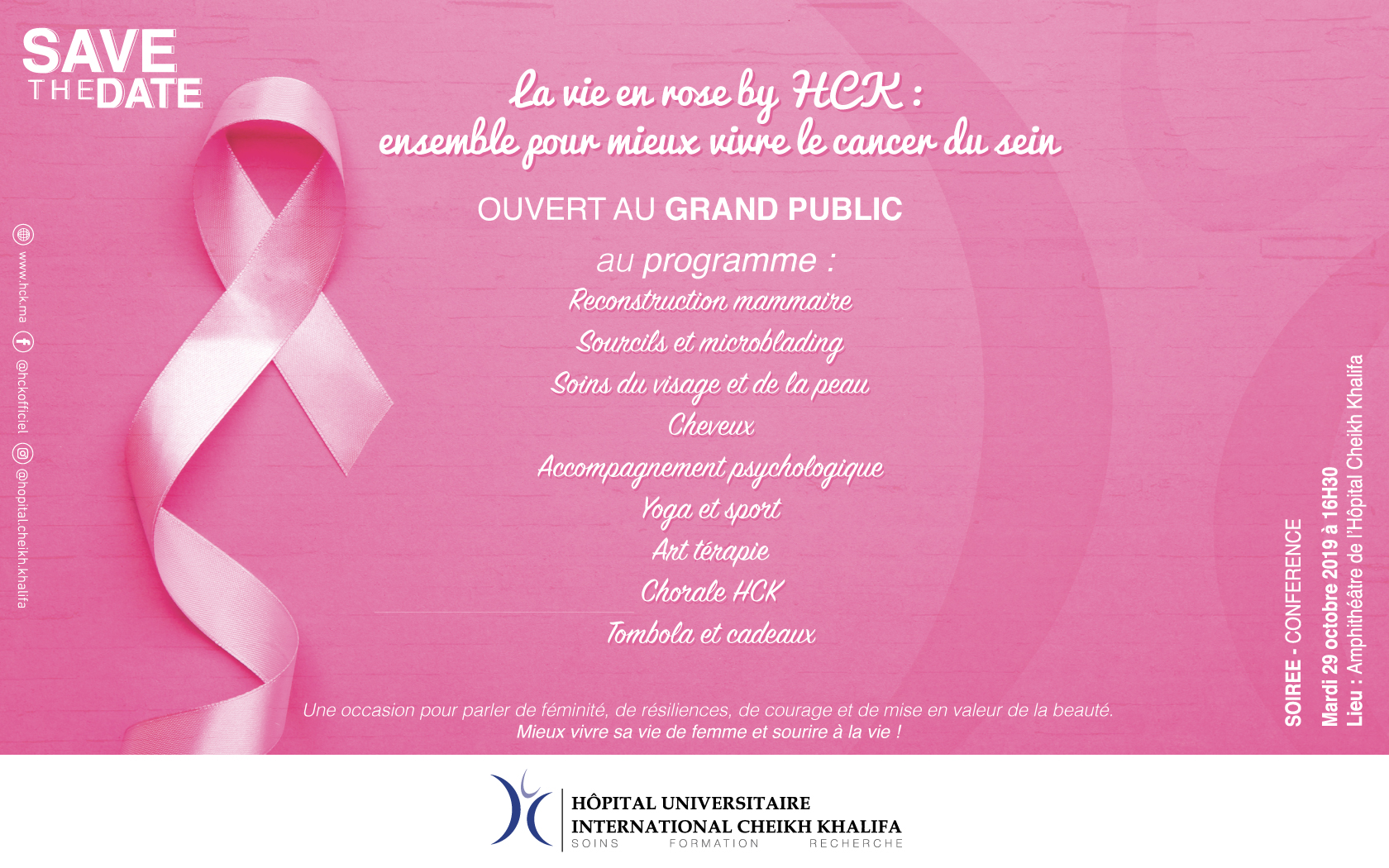 SOIREE - CONFERENCE : LA VIE EN ROSE BY HCK - POUR MIEUX VIVRE LE CANCER DU SEIN