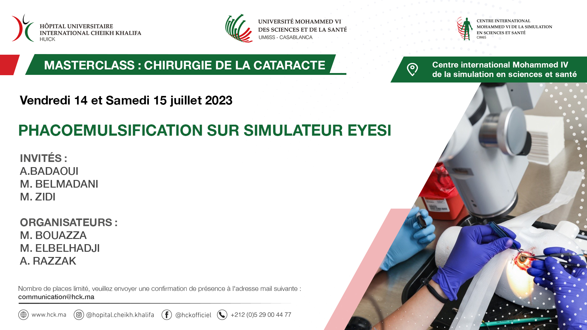 MASTERCLASS CHIRURGIE DE LA CATARACTE : PHACOEMULSIFICATION SUR SIMULATEUR EYESI