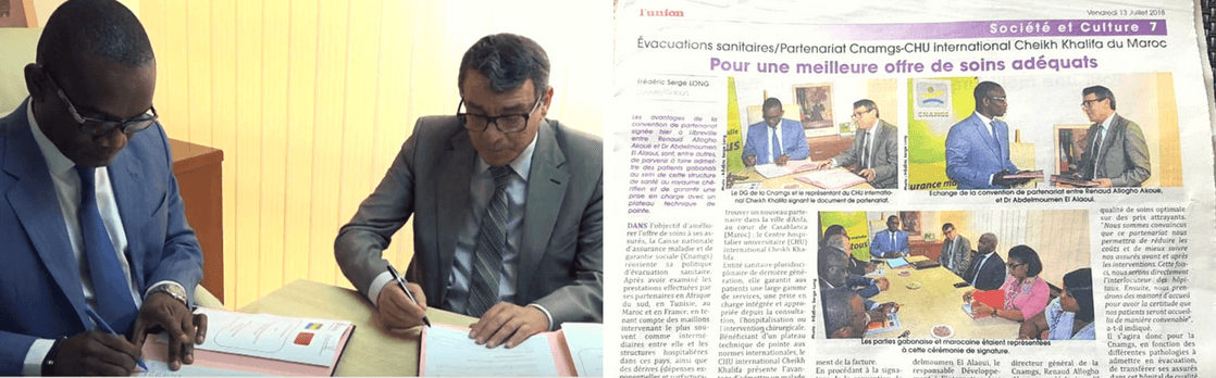 CONVENTION D'ÉVACUATION SANITAIRE ENTRE LA CNAMGS (GABON) ET L'HCK (MAROC)