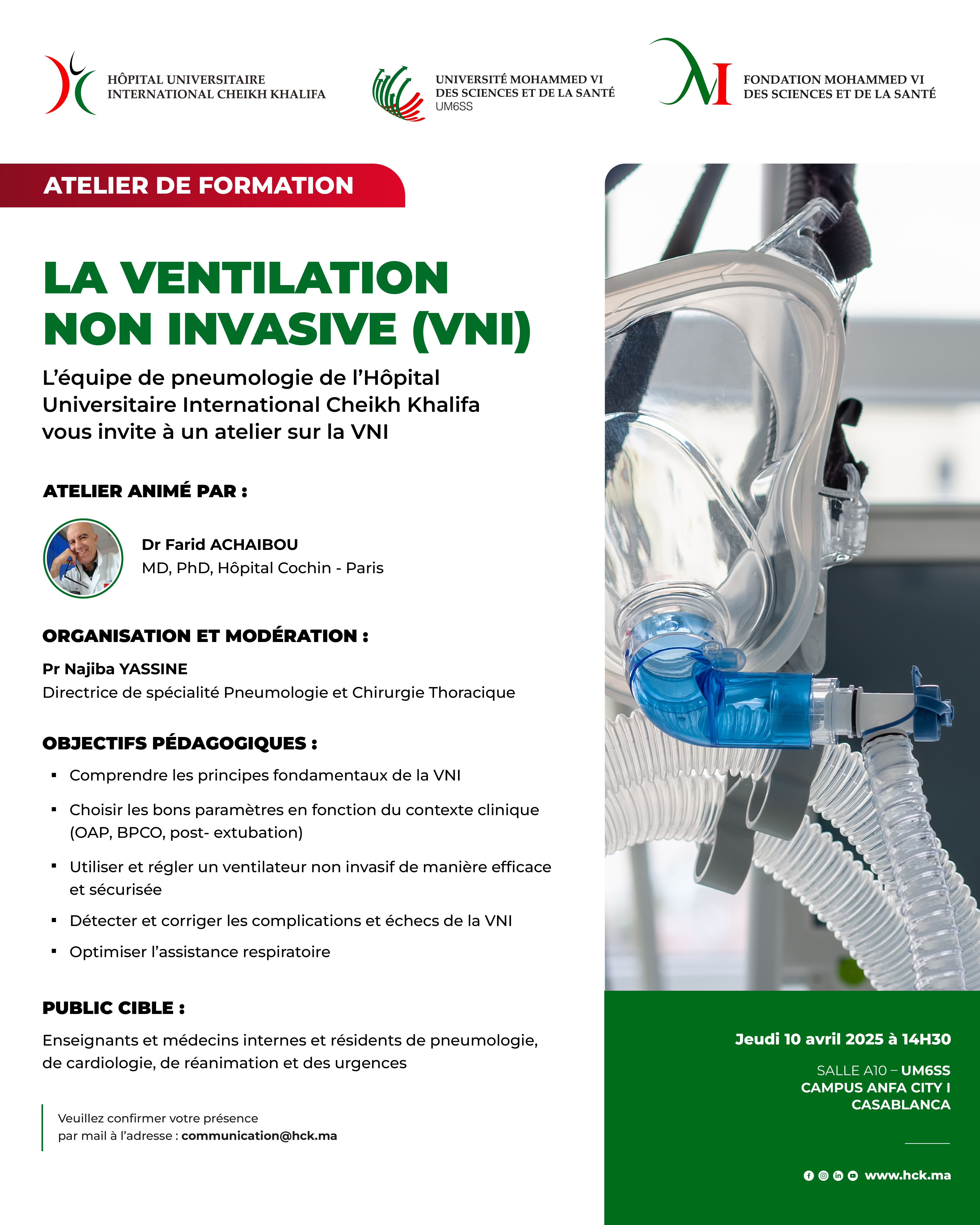 ATELIER DE FORMATION - LA VENTILATION NON INVASIVE (VNI)