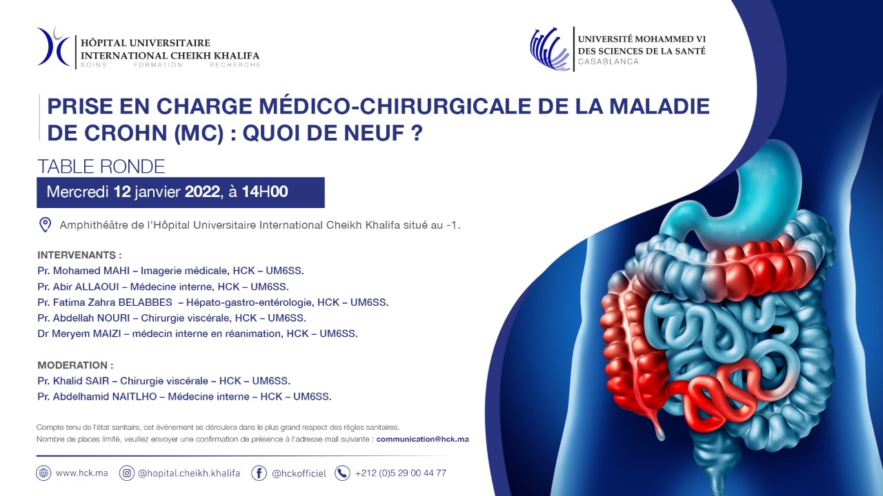 TABLE RONDE : PRISE EN CHARGE MEDICO-CHIRURGICALE DE LA MALADIE DE CROHN (MC), QUOI DE NEUF ?