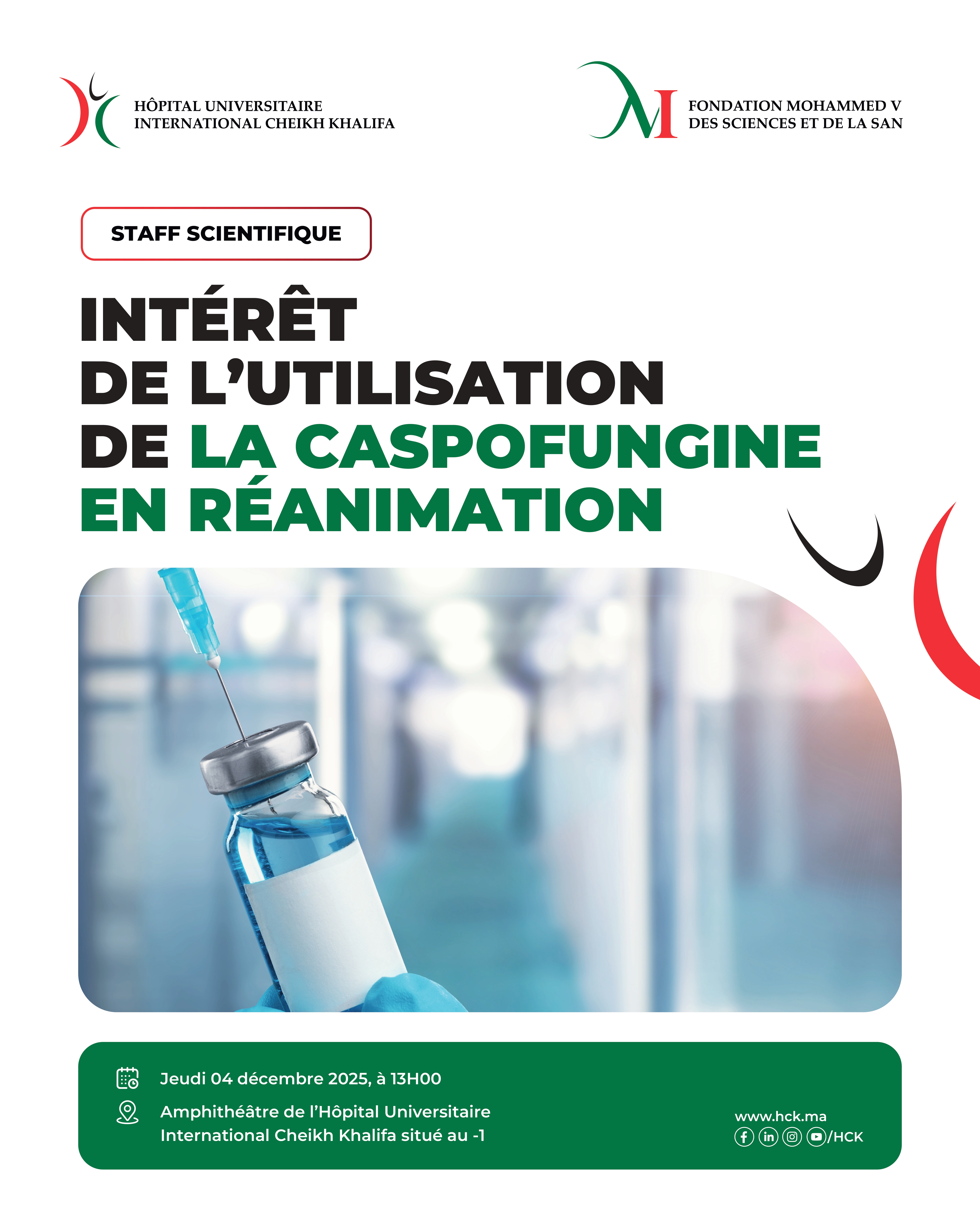 STAFF SCIENTIFIQUE - INTÉRÊT DE L'UTILISATION DE LA CASPOFUNGINE EN RÉANIMATION
