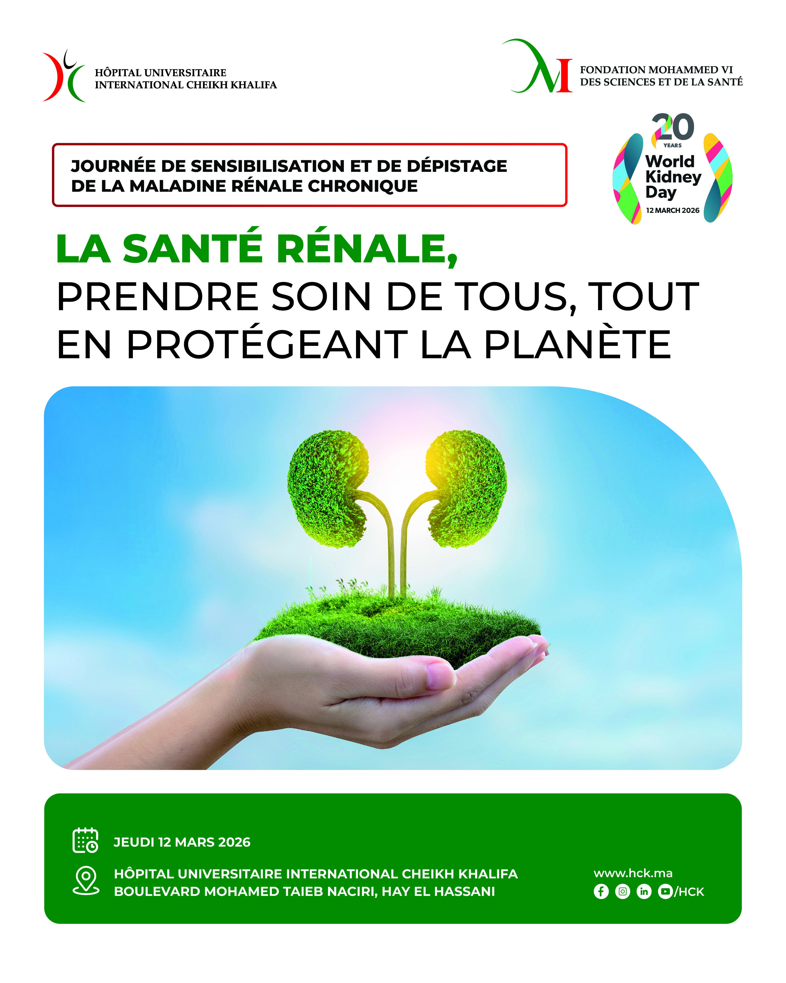 JOURNÉE DE SENSIBILISATION ET DE DÉPISTAGE DE LA MALADIE RÉNALE CHRONIQUE