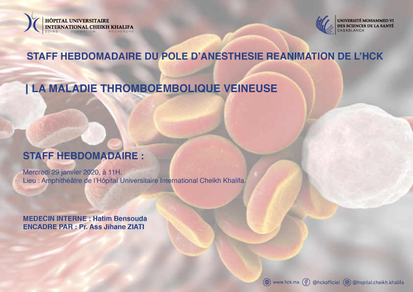 Staff d’anesthésie-réanimation : La maladie thromboembolique veineuse