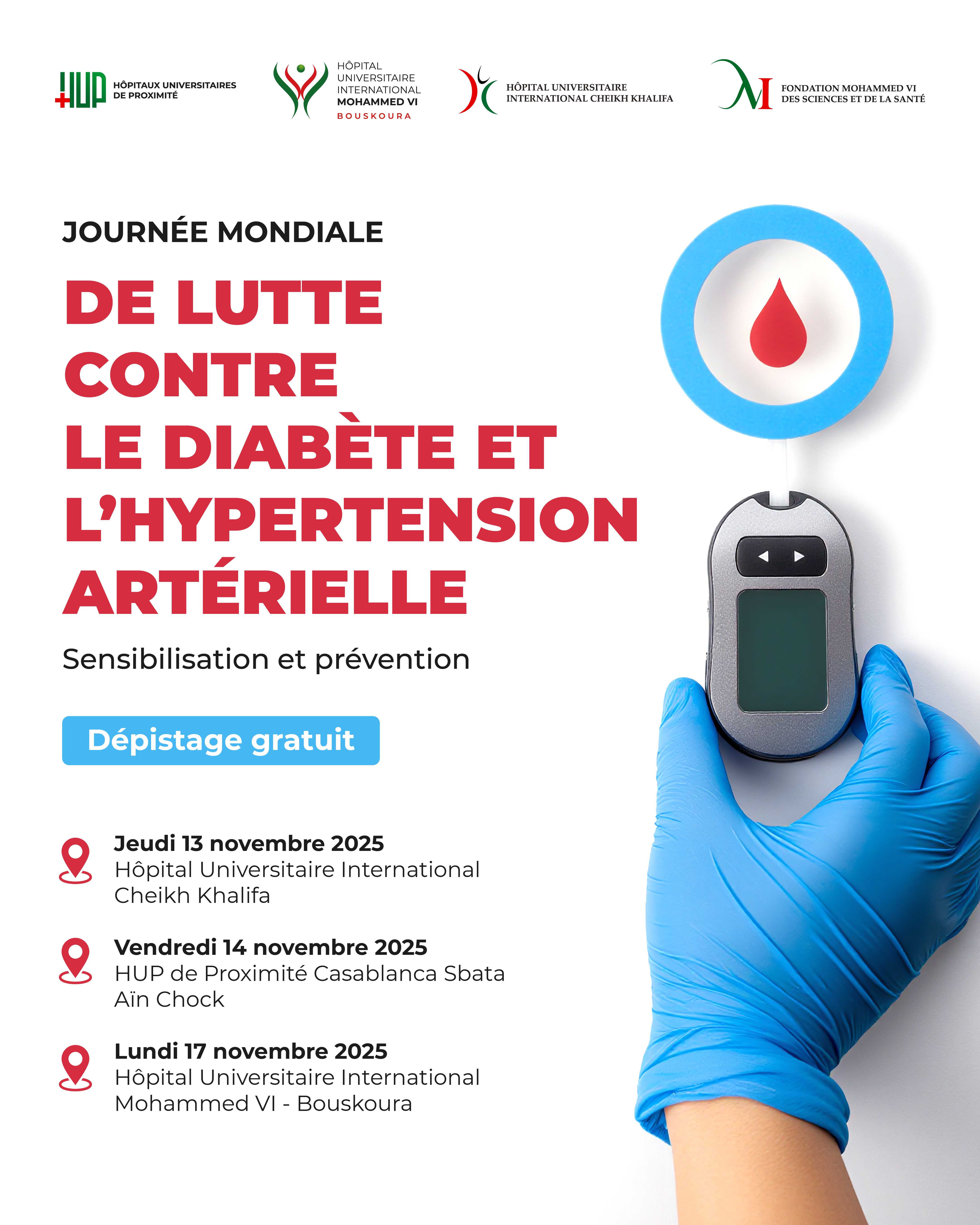 JOURNÉE DE SENSIBILISATION, DE PRÉVENTION ET DE DÉPISTAGE DU DIABÈTE ET DE L'HTA