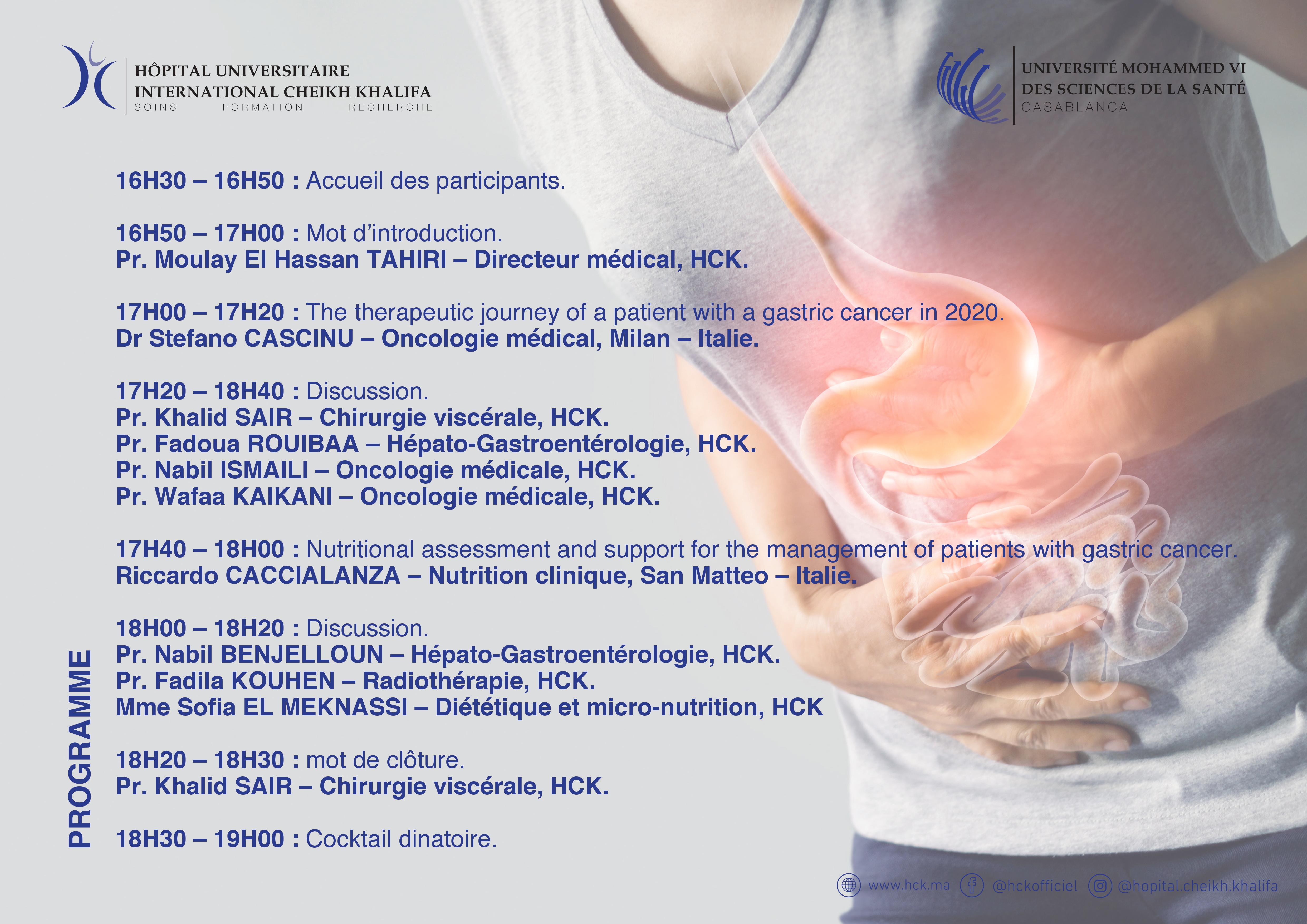 PROGRMME VIDEO CONFERENCE- TRAITEMENT DU CANCER GASTRIQUE ET ROLE DE LA NUTRITION DANS LA PRISE EN CHARGE