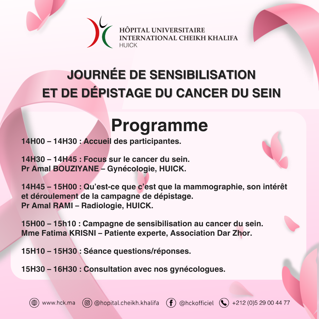 JOURNÉE DE SENSIBILISATION ET DE DÉPISTAGE DU CANCER DU SEIN