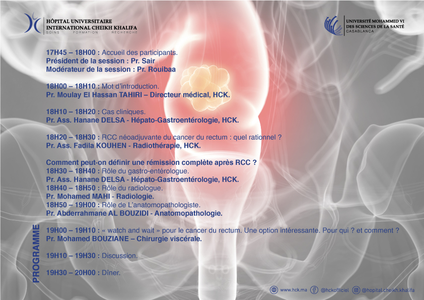 PROGRMME TABLE RONDE - CANCER DU RECTUM : QUE FAIRE EN CAS DE REPONSE COMPLETE APRES RADIOCHIMIOTHERAPIE	