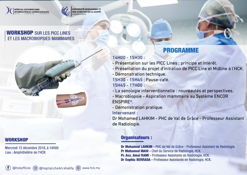 programme WORKSHOP SUR LES PICC LINES HCK